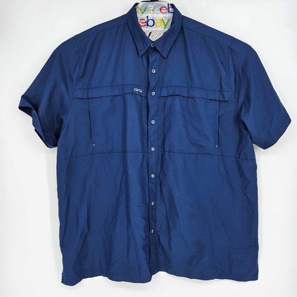 GameGuard Shirt 4X Blue Vented Button Up Fishing‎ Short Sleeve Outdoor 1023